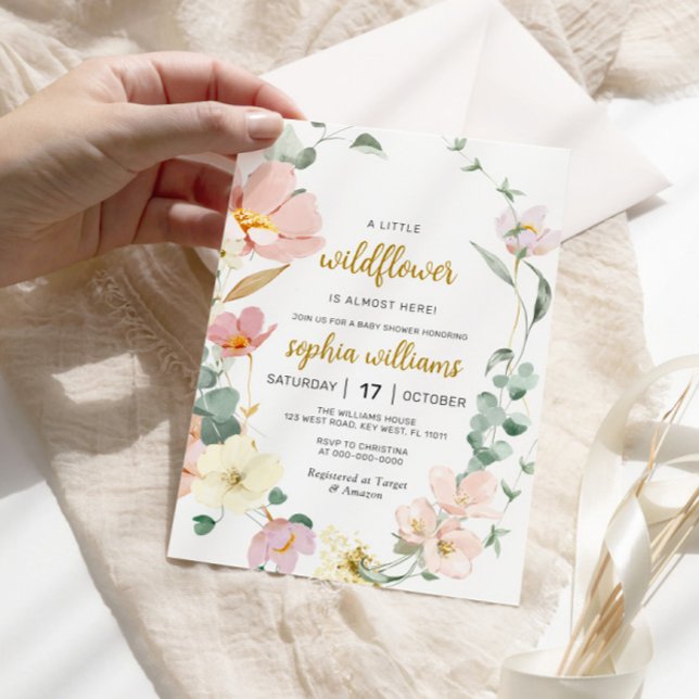 Invitation fleur sauvage Baby shower (Créateur téléchargé)