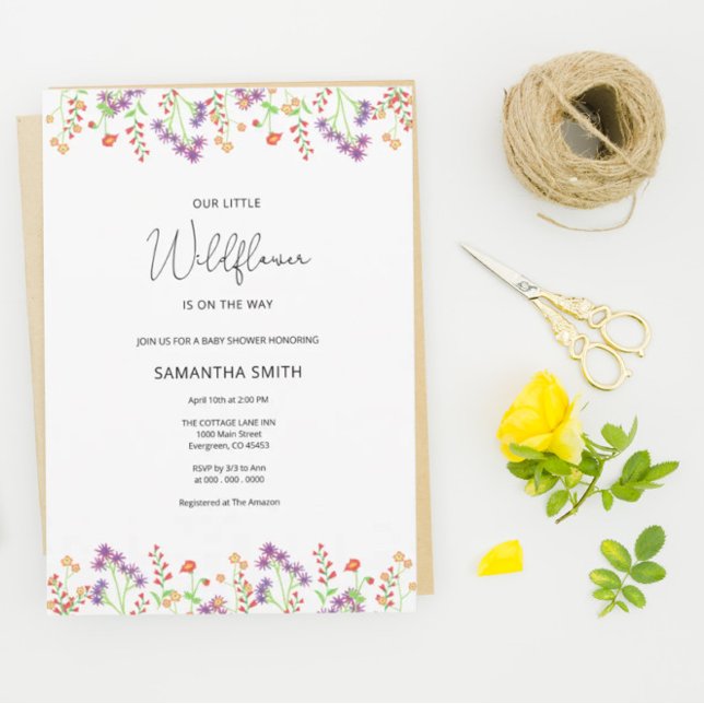 Invitation fleur sauvage Baby shower (Créateur téléchargé)