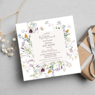 Invitation fleur sauvage Baby shower aquarelle