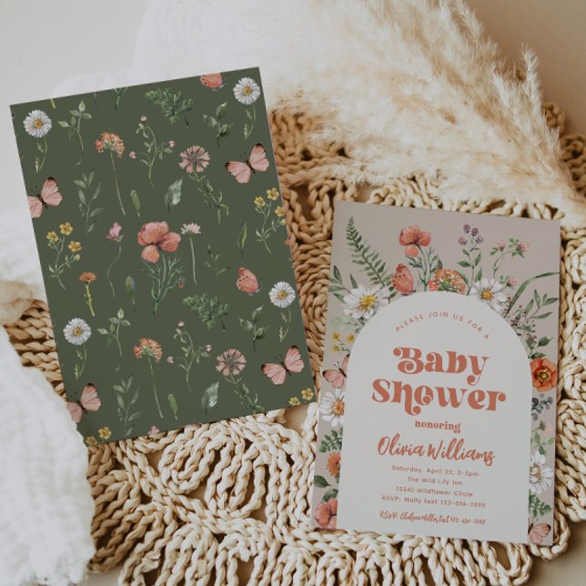 Invitation fleur sauvage Baby shower | Bébé sauvag (Créateur téléchargé)