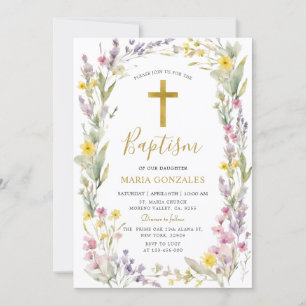 Invitation fleur sauvage Baptême