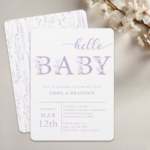 Invitation Fleur Sauvage Bébé Bonjour Lavande