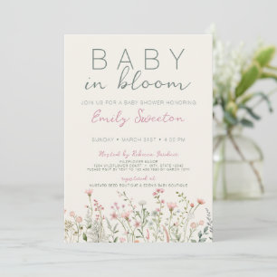 Invitation Fleur sauvage bébé dans le Baby shower en fleurs