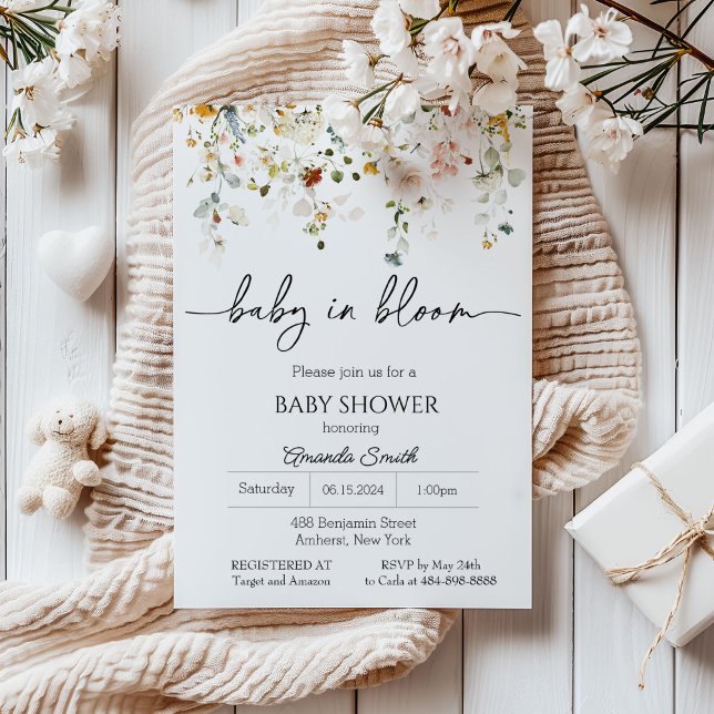 Invitation Fleur sauvage bébé dans le Baby shower en fleurs (Créateur téléchargé)