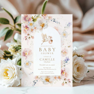 Invitation Fleur sauvage bébé en Fleur Baby shower fille