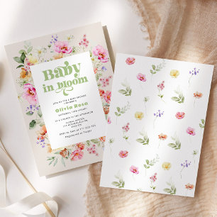 Invitation Fleur sauvage bébé en fleurs bébé fille douche