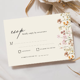 Invitation Fleur sauvage Beige Boho Jardin Mariage RSVP