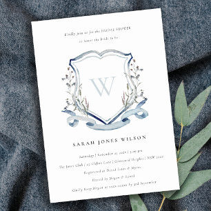 Invitation Fleur sauvage bleu Fête des mariées de monographie