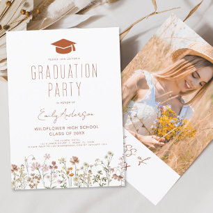 Invitation Fleur sauvage Bloom Graduation Party Boho