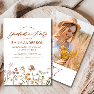 Invitation Fleur sauvage Bloom Graduation Party Boho