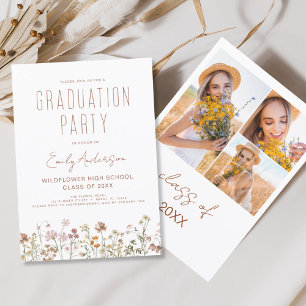 Invitation Fleur sauvage Bloom Graduation Party Photo Boho