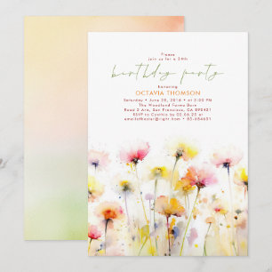 Invitation Fleur sauvage Blooms Élégante Boho fête d'annivers