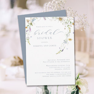 Invitation Fleur sauvage Blue Floral Couples Fête des mariées