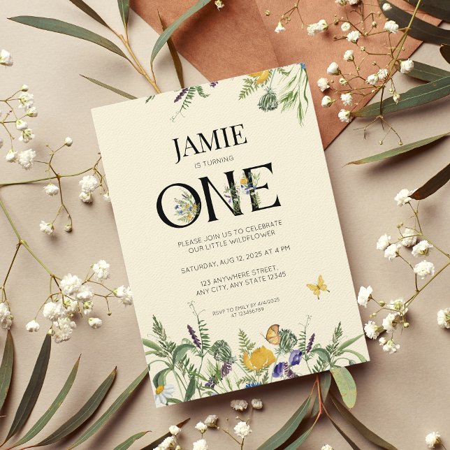 Invitation Fleur sauvage Boho 1er anniversaire fille (Créateur téléchargé)