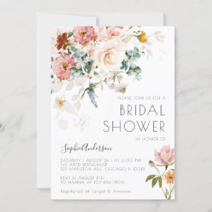 Invitation Fleur sauvage Boho aquarelle Fête des mariées flor
