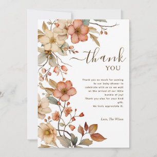 Invitation Fleur sauvage Boho Baby shower d'aquarelle Merci