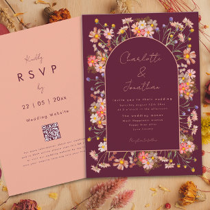 Invitation Fleur sauvage Boho Chic Arch Bourgogne Mariage de 