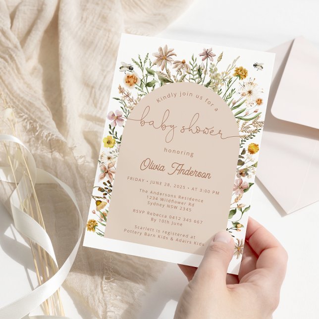 Invitation Fleur sauvage Boho Chic Baby shower (Créateur téléchargé)