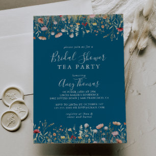 Invitation Fleur sauvage Boho de la marine Fête des mariées T