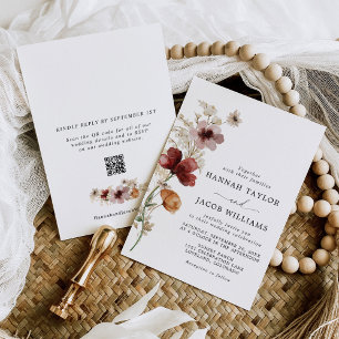 Invitation Fleur sauvage Boho Fall QR Code RSVP Mariage