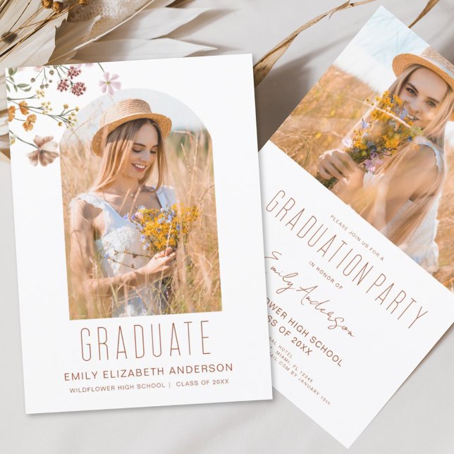 Invitation Fleur sauvage Boho Floral Graduation Party Arch Ph (Créateur téléchargé)