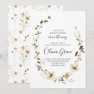 Invitation Fleur sauvage Boho Floral Wreath baby shower
