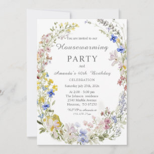 Invitation Fleur sauvage Boho Houseréchauffer et Anniversaire