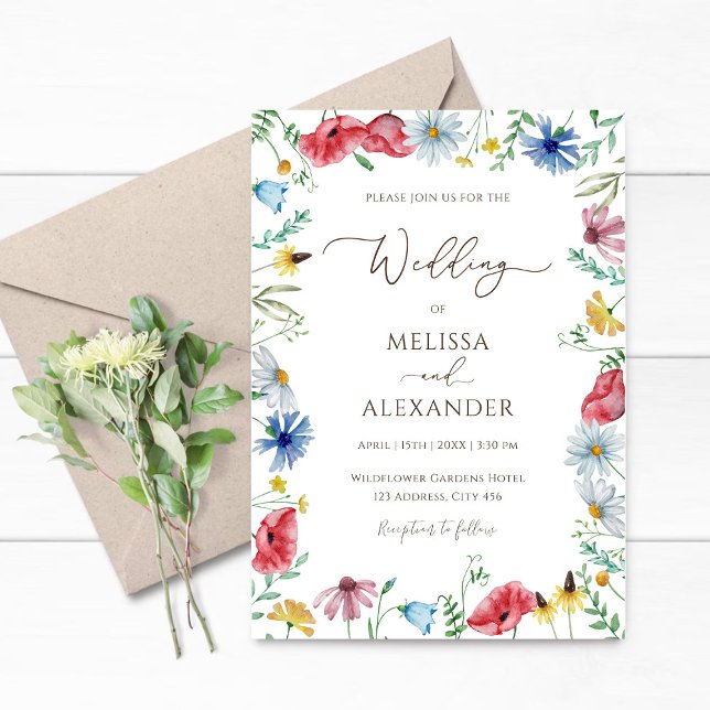 Invitation Fleur sauvage boho jardin fleuri Mariage (Créateur téléchargé)
