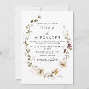 Invitation Fleur sauvage Boho jardin fleuri Wreath