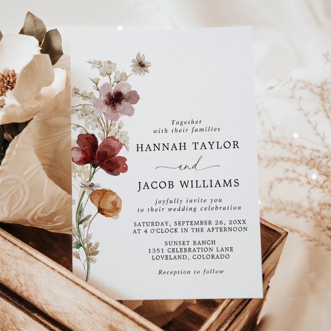Invitation Fleur sauvage Boho Mariage de automne (Créateur téléchargé)