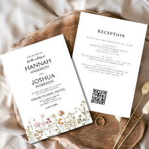 Invitation Fleur sauvage Boho minimaliste tout en un Mariage