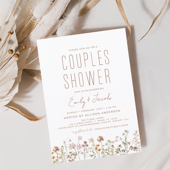 Invitation Fleur sauvage Boho moderne Couples Douche élégant (Créateur téléchargé)