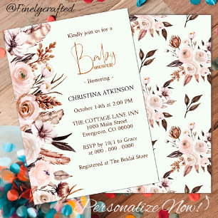 Invitation Fleur sauvage Boho personnalisé Baby Girl Douche