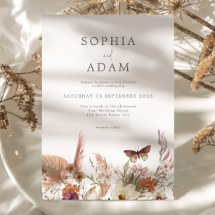 Invitation Fleur sauvage Boho simple Mariage Floral