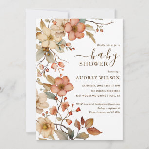 Invitation Fleur sauvage Boho Watercolor Baby shower Invitati