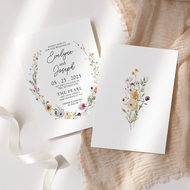 Invitation Fleur sauvage Boho Whimsical Floral Wreath Mariage (Créateur téléchargé)