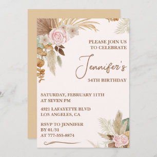 Invitation Fleur sauvage Boho Whimsy Super 34e anniversaire