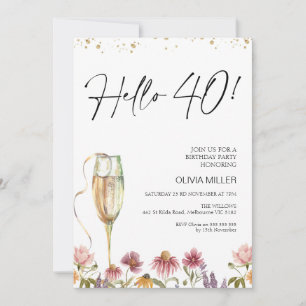 Invitation Fleur sauvage Bonjour 40 Anniversaire