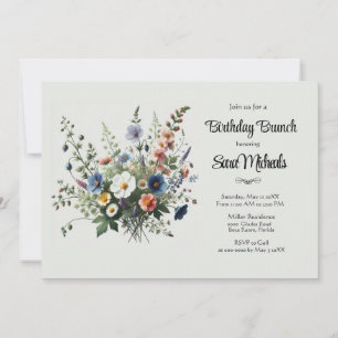 Invitation Fleur sauvage Bouquet Anniversaire Brunch Invitati