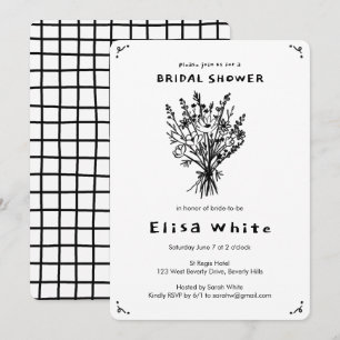 Invitation Fleur sauvage Bouquet Rustique Whimsical Fête des 