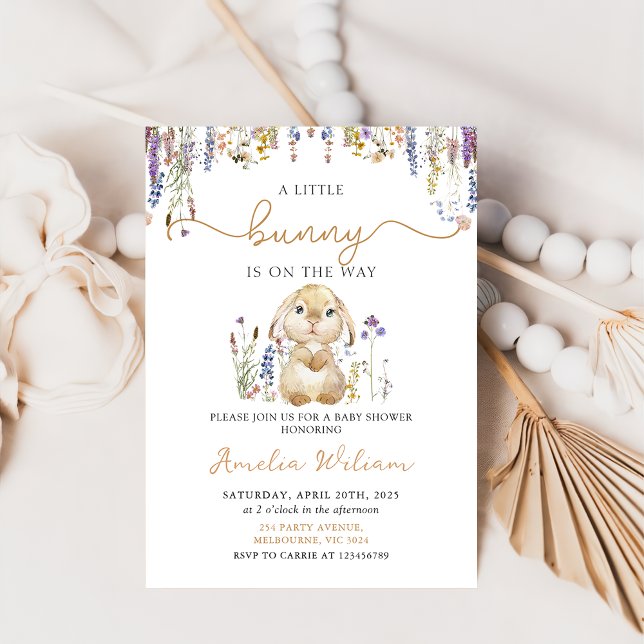 Invitation Fleur sauvage Bunny Baby shower de Pâques Invitati (Créateur téléchargé)