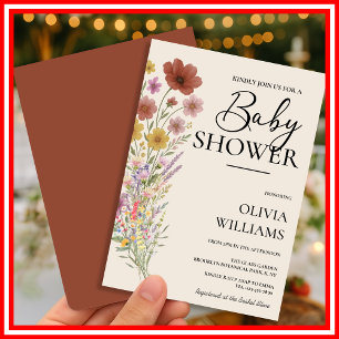 Invitation Fleur sauvage Burnt Orange Baby shower Boho