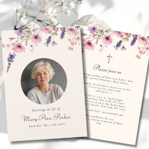 Invitation Fleur sauvage "Célébration de la vie" Photo Funéra