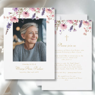 Invitation Fleur sauvage "Célébration de la vie" Photo Obsèqu