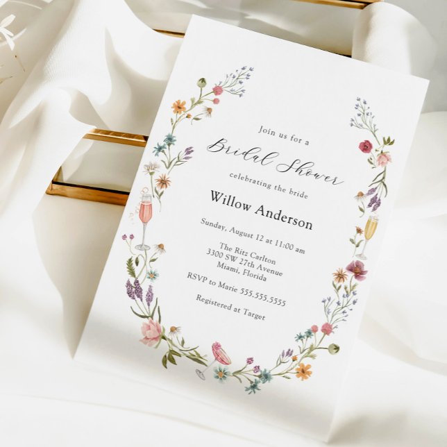 Invitation fleur sauvage Champagne Bridal Douche (Créateur téléchargé)