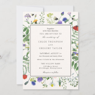 Invitation Fleur sauvage champs et miel abeilles Mariage