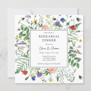 Invitation Fleur sauvage Champs Mariage Dîner de répétition