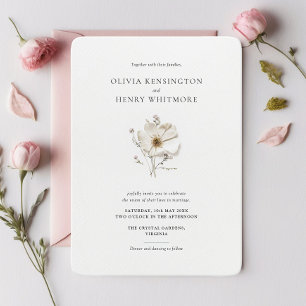 Invitation Fleur sauvage chic arrondi angle style Mariage