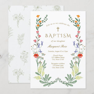 Invitation Fleur sauvage Christening