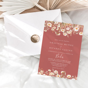 Invitation Fleur sauvage classique Boho Blush Mariage espagno